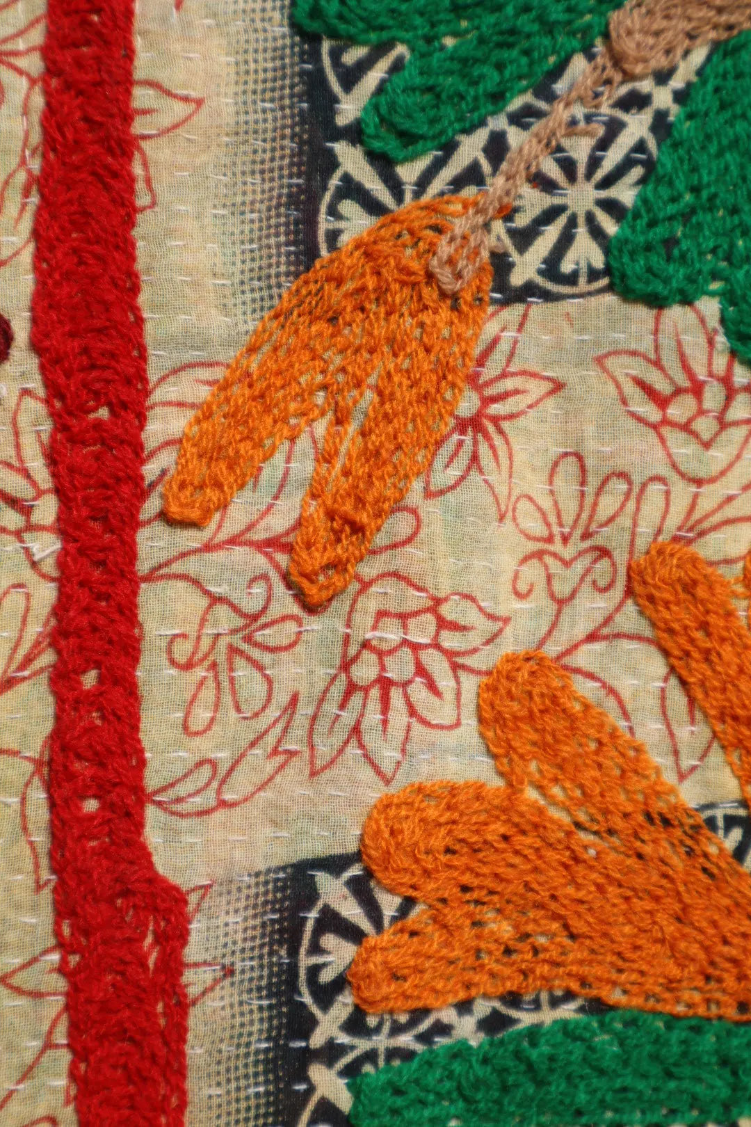 Kantha Suzani indien Brodé Pêche – Coton Néda