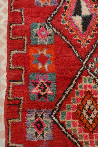 Tapis Berbère Boujaad Antique Rouge Multicolore  - 365 x 200 cm