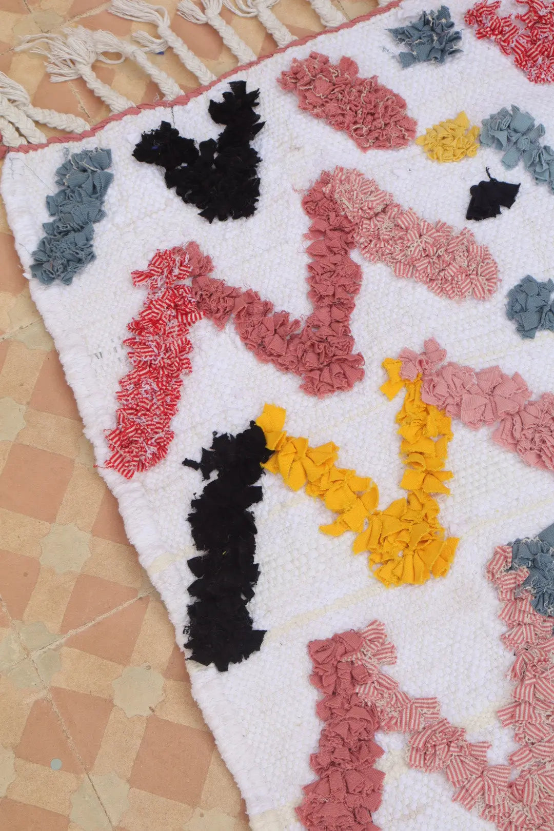 Tapis Berbère Boucherouite Coloré Géométrique – Coton recyclé et lavable - 165 x 93 cm Néda