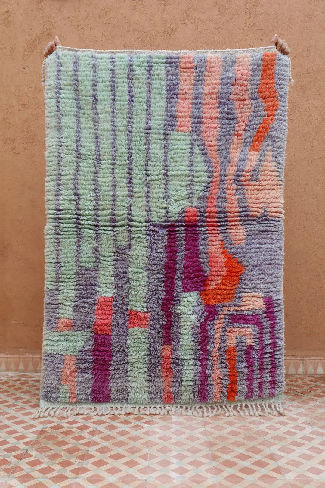 Alfombra Bereber Boujad Colorida Lila Turquesa - 151 × 106 cm Néda