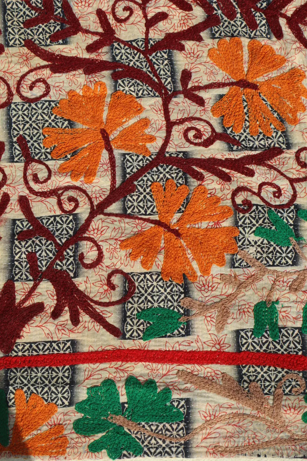 Kantha Suzani indien Brodé Pêche – Coton Néda