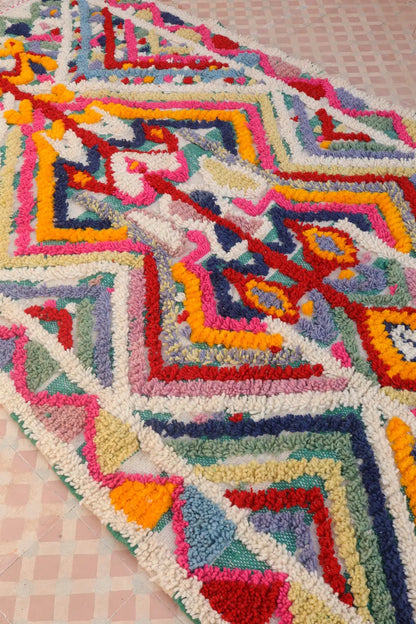 Tapis Berbère Coloré Azilal Trame et Motifs Verte-  240 x 152 cm Néda