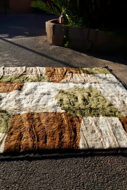 Tapis Berbère Mrirt Moderne Kaki Crème Marron - 310 x 210 cm Néda