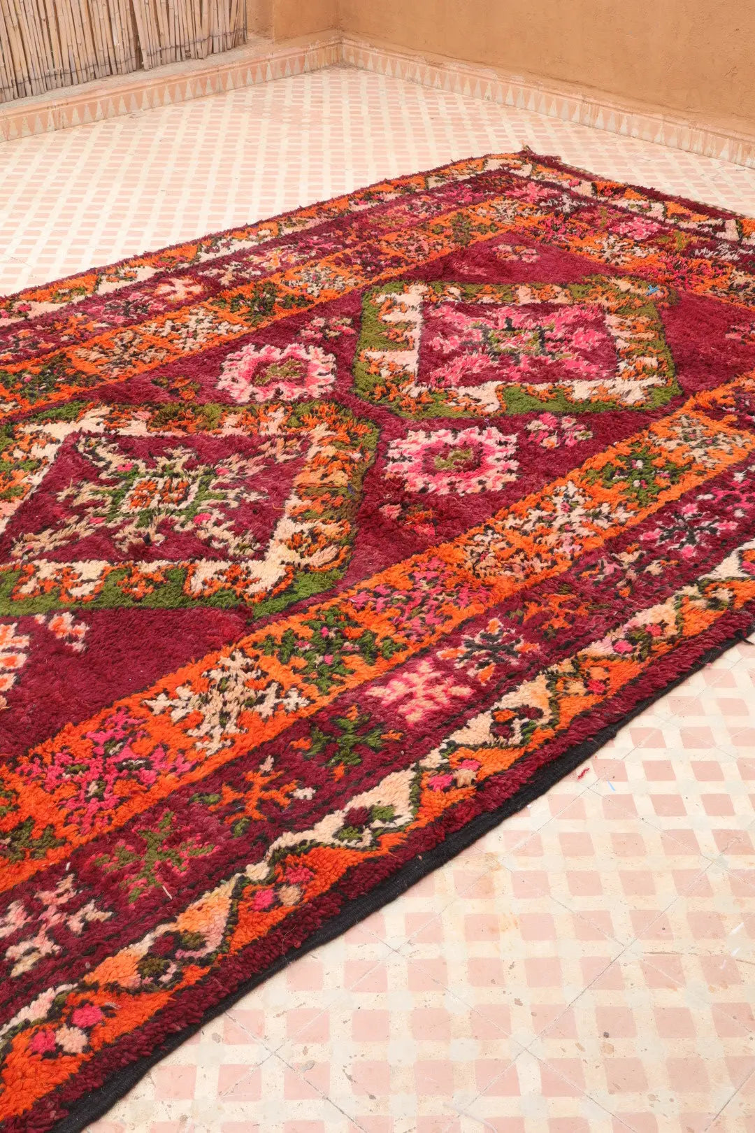 Tapis Berbère Boujaad Antique Bordeaux Orange - 392 x 204 cm Néda
