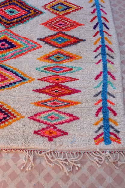 Tapis Berbère Azilal Colorés Motifs Multicolores et Fluo- 262 x 191 cm Néda