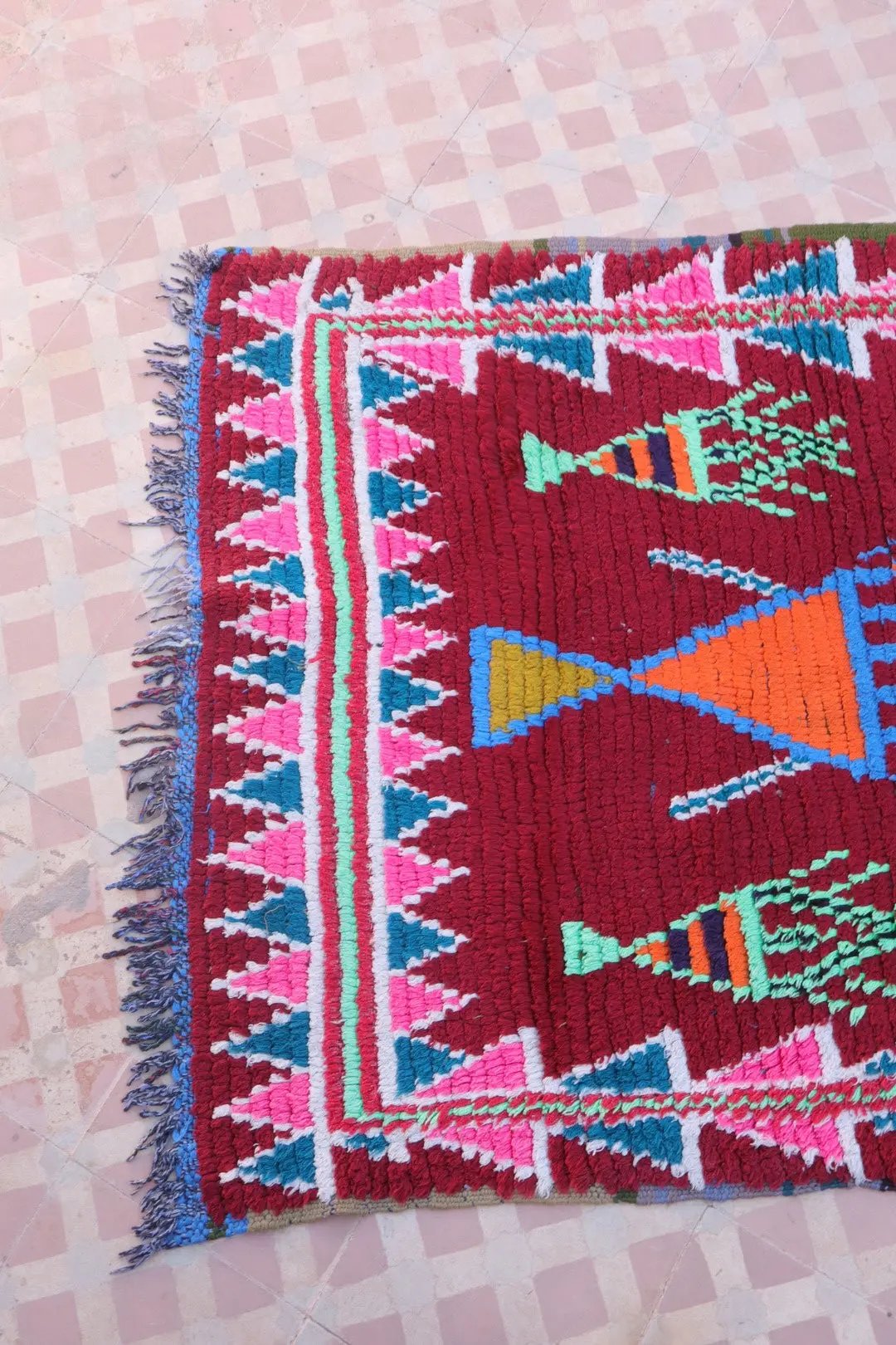 Tapis Berbère Azilal Vintage de Couloir Coloré- 210 x 78 cm Néda