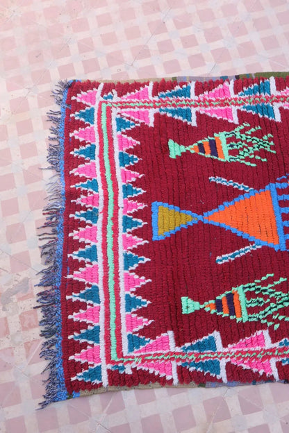 Tapis Berbère Azilal Vintage de Couloir Coloré- 210 x 78 cm Néda