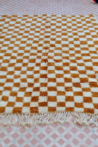 Alfombra Bereber a Cuadros Invertidos Marrones Azilal - 206 x 154 cm Néda