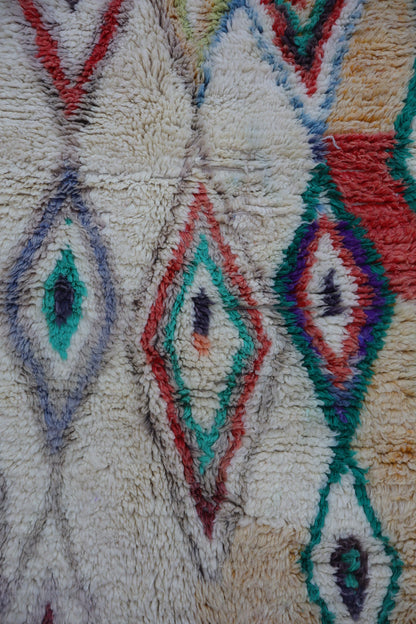 Tapis Berbère Boujaad Blanc Motifs Colorés - 222 x 146 cm Néda
