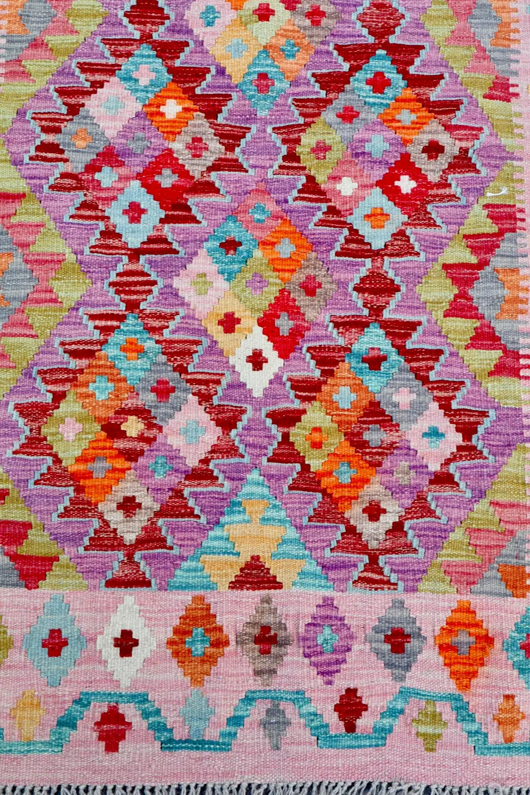 Tapis Kilim Afghan Traditionnel Rose - 146 x 97  cm Néda