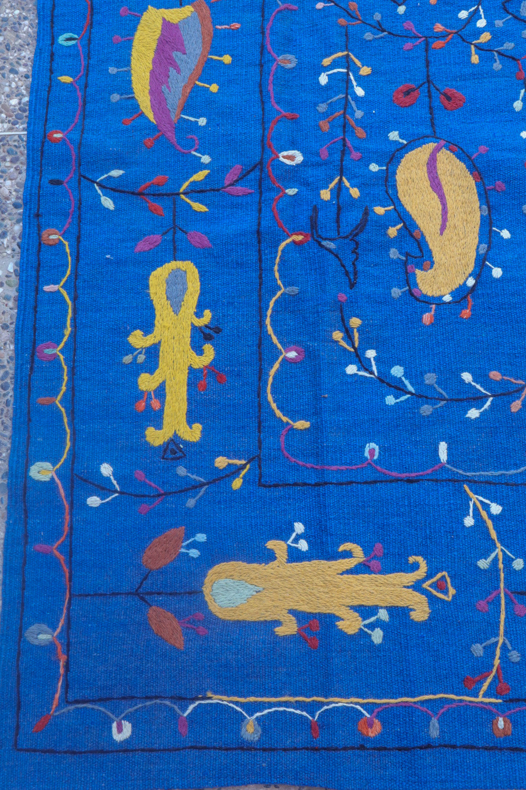 Kilim Afghaanse Suzani Blue Multicolor - 232 x 162 cm tapijt