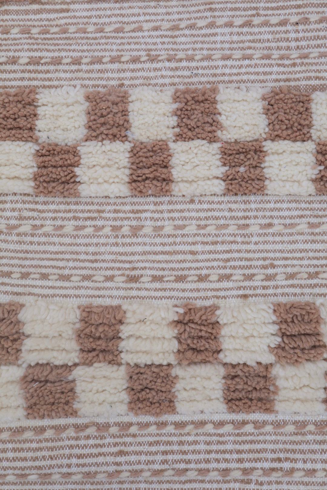 Par de alfombras bereberes Kilim Zanafi Damier Beige/Blanco - Alfombras de cama 