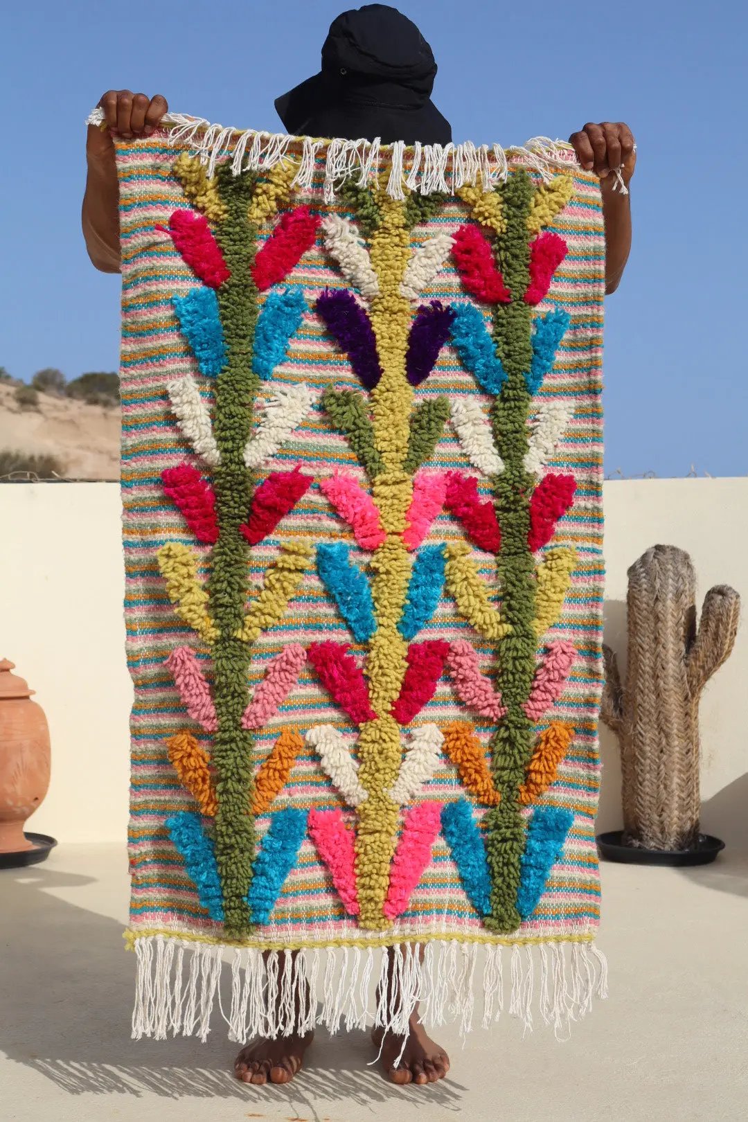 Tapis Berbère Coloré Azilal à Reliefs - 113 x 68 cm Néda