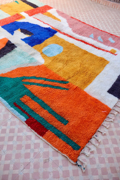 Tapis Berbère Azilal Multicolore Graphique Qualité Supérieure - 278 x 195 cm Néda