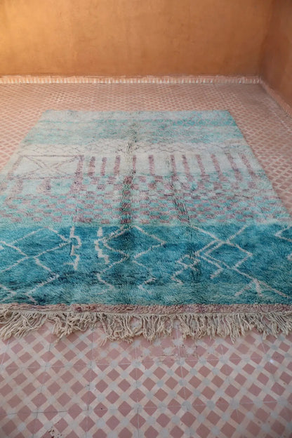 Tapis Berbère Coloré Bleu Béni Ouarain Qualité Supérieure - 290 x 212 cm Néda