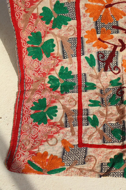 Kantha Suzani indien Brodé Pêche – Coton Néda