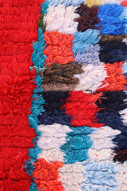 Tapis Berbère Coloré Ancien Rouge et Multicolore   - 229 x 132 cm Néda