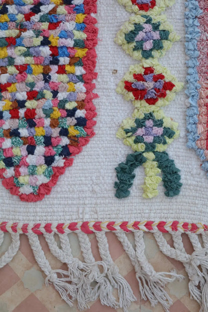 Tapis Berbère Boucherouite Coloré – Coton recyclé et lavable - 68 x 107 cm Néda