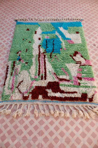 Tapis Berbère Coloré Vert - 150 x 112 cm Néda