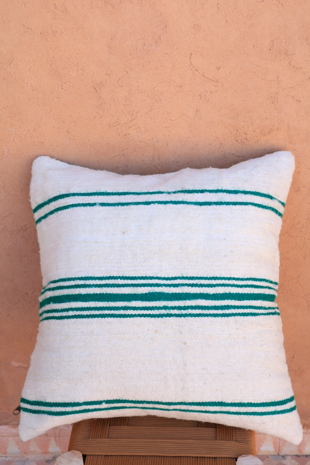 Ela striped wool cushion - Green fir