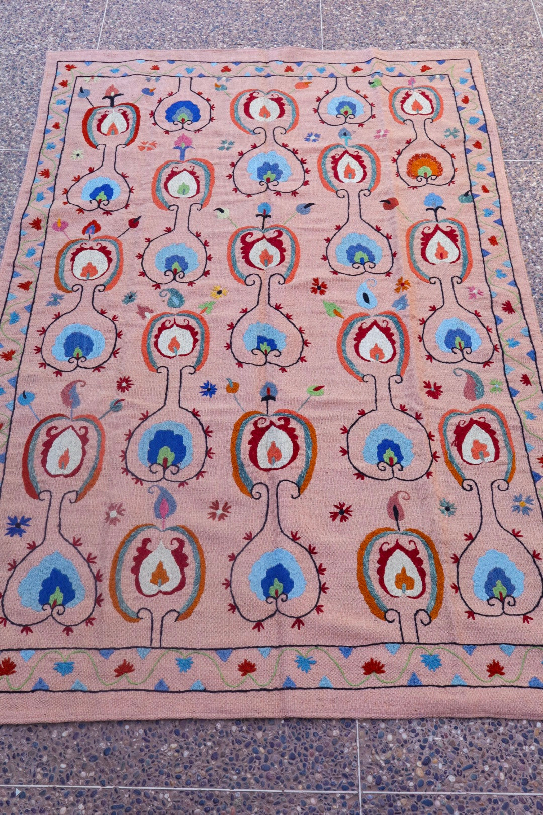 Kilim Suzani Multicolored Salmon Kilim Carpet - 234 x 159 cm