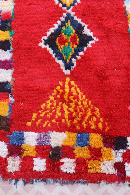 Tapis Berbère Coloré Ancien Rouge et Multicolore   - 229 x 132 cm Néda