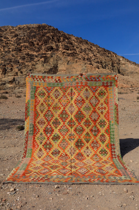 Tapis Kilim traditionnel Afghan multicolore – 295 x 205 cm