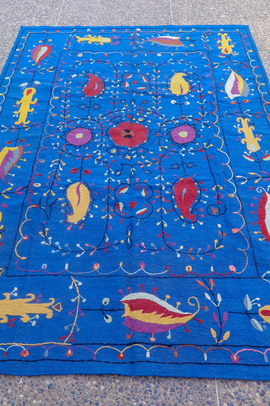 Multicolored blue suzani kilim carpet - 232 x 162 cm