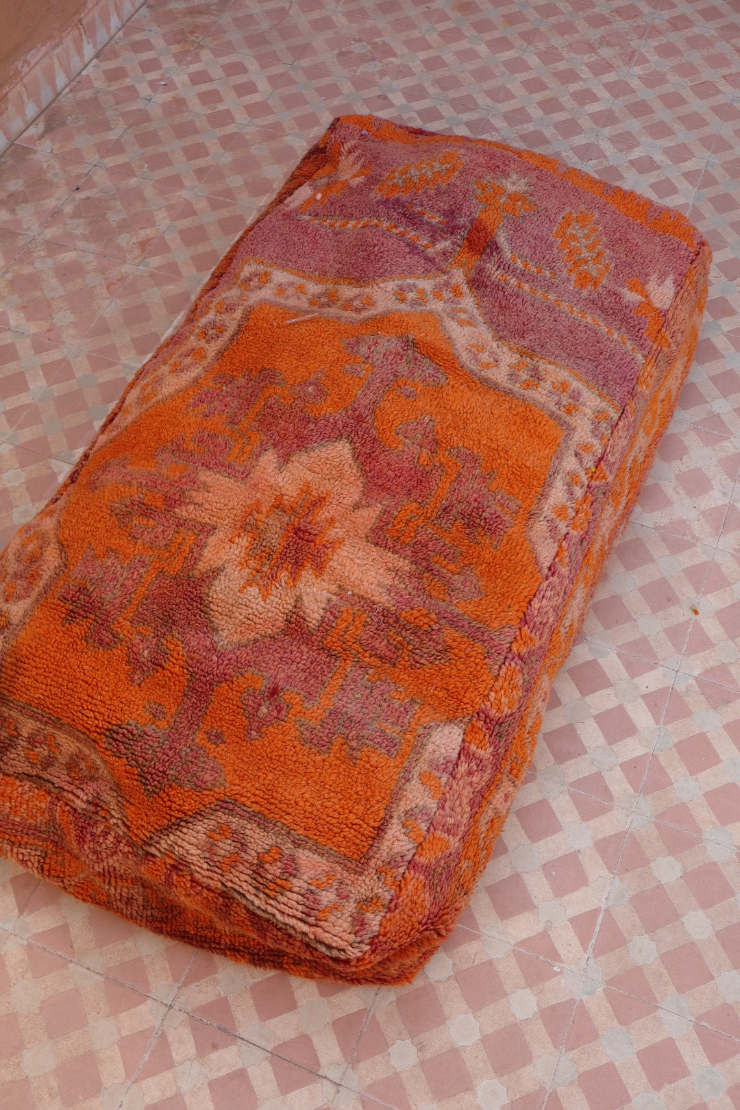 Pouf Berbère XL Terracotta et Orange Néda