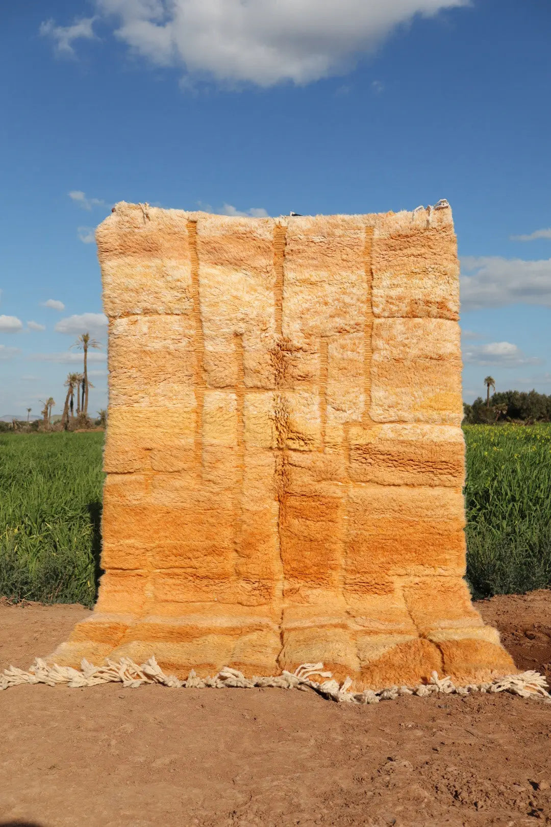 Tapis Berbère Orange Pêche Béni Ouarain Qualité Supérieure - 249 x 156 Néda