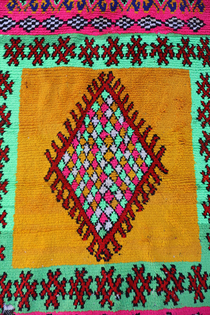 Tapis Berbère Azilal Couloir Vintage Fluo- 327 x 128 cm Néda