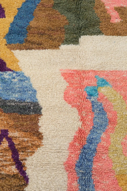 Tapis Berbère Abstrait Coloré Béni Ouarain Qualité Supérieure - 208 x 153 cm Néda
