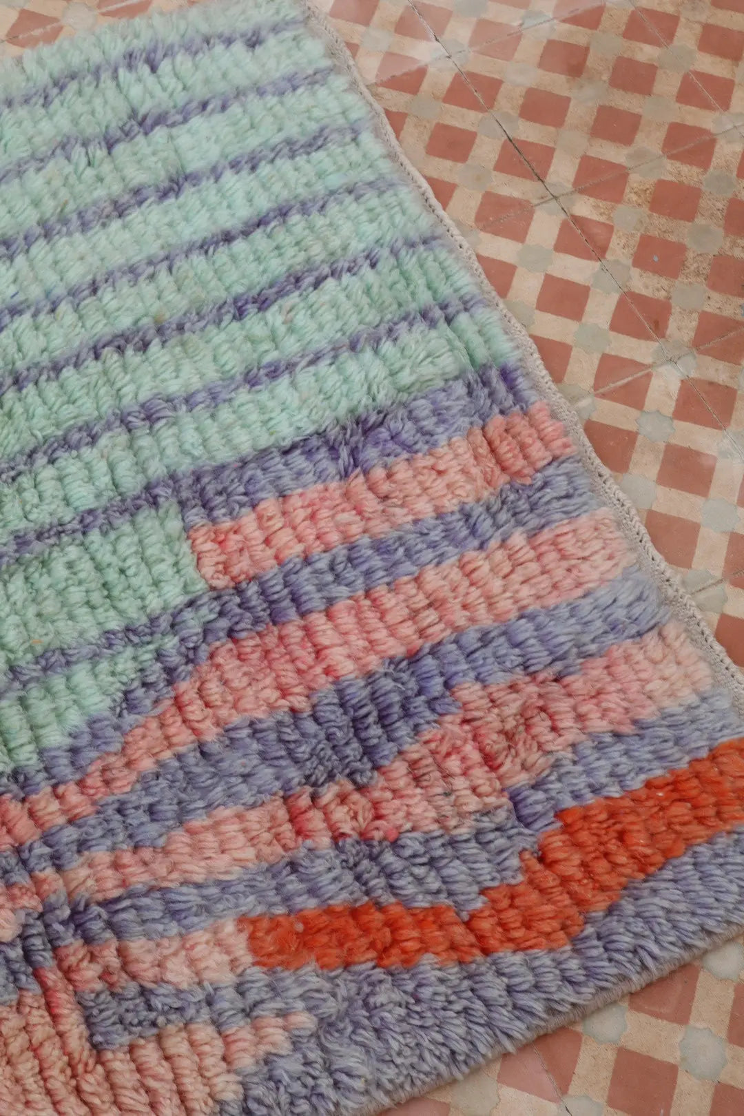 Alfombra Bereber Boujad Colorida Lila Turquesa - 151 × 106 cm Néda