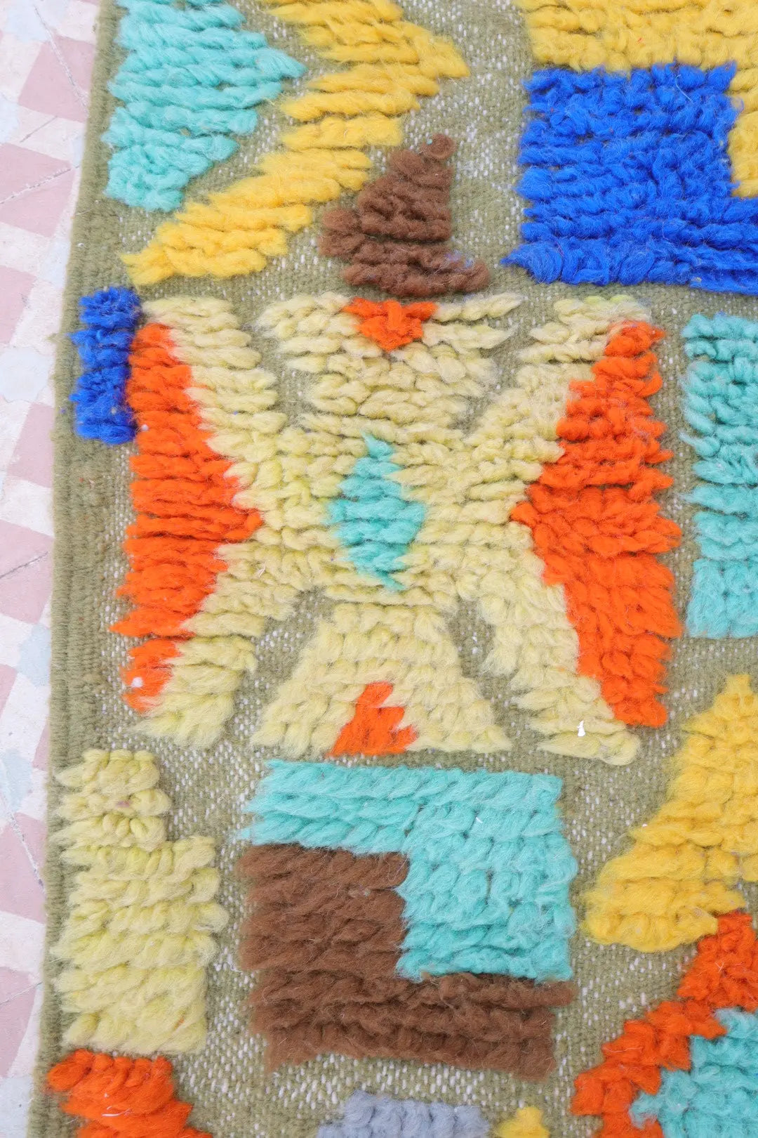 Tapis Berbère Couloir Béni Ouarain Multicolore en Reliefs- 303 x 77 cm Néda