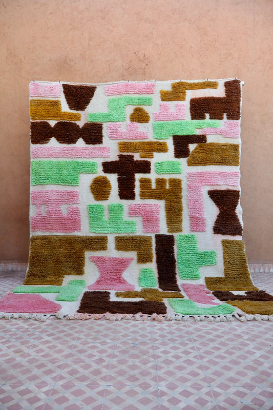 Tapis Berbère Motifs Abstraits Reliefs Modèle Signature -267 x 200 cm