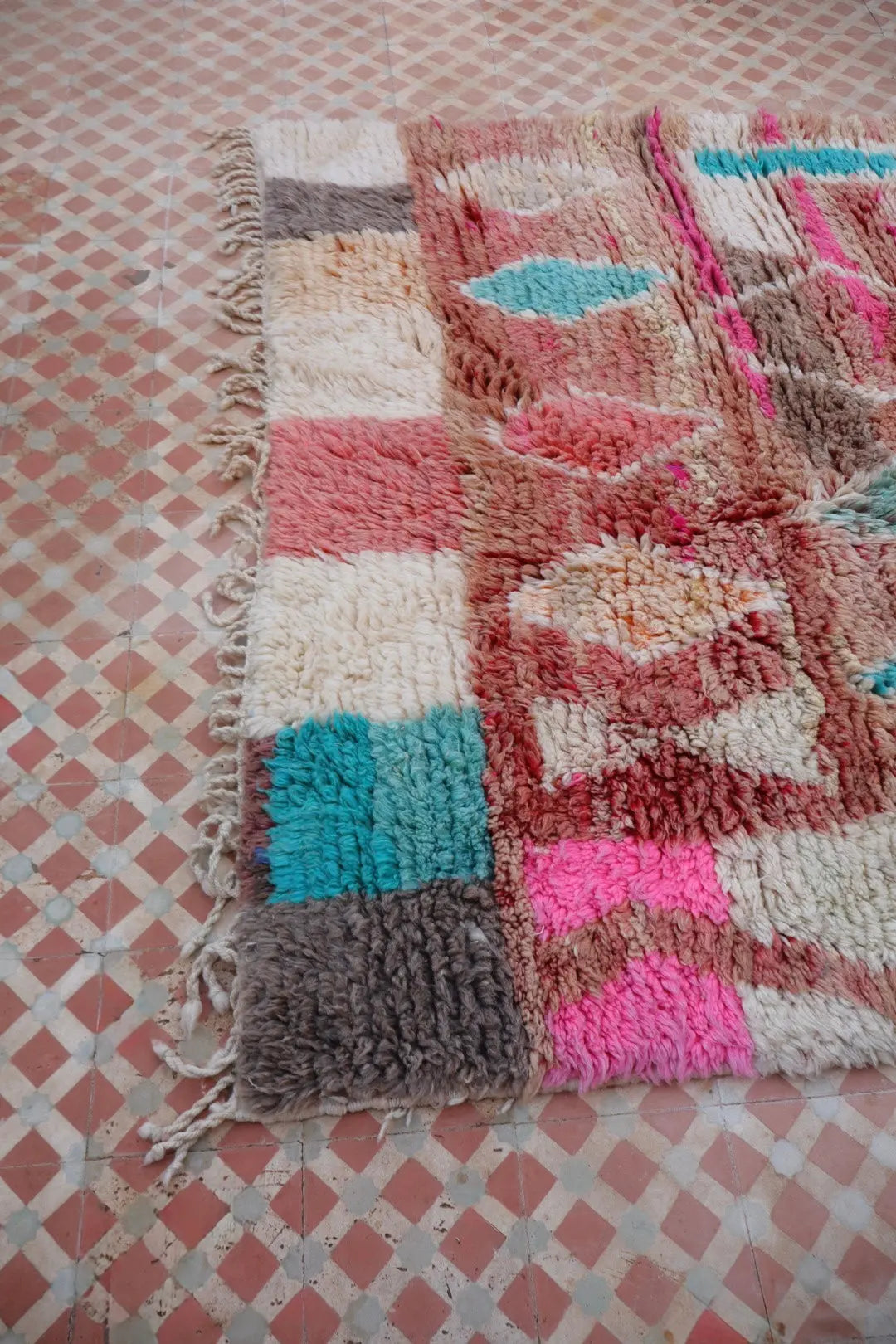 Alfombra Bereber Boujad Colorida Terracota Rosa Turquesa - 252 x 165 cm Néda