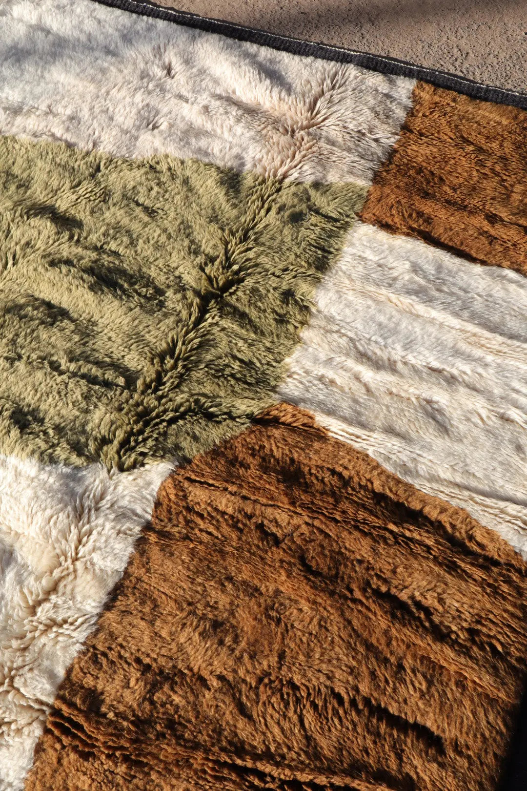 Tapis Berbère Mrirt Moderne Kaki Crème Marron - 310 x 210 cm Néda