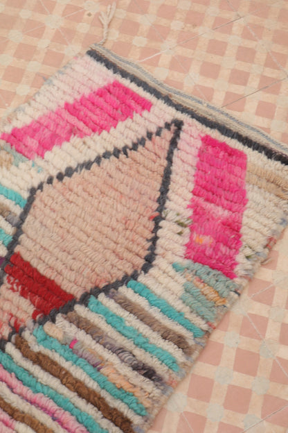 Tapis Couloir Boujad Marocain Coloré Losanges - 307 x 61 cm Néda