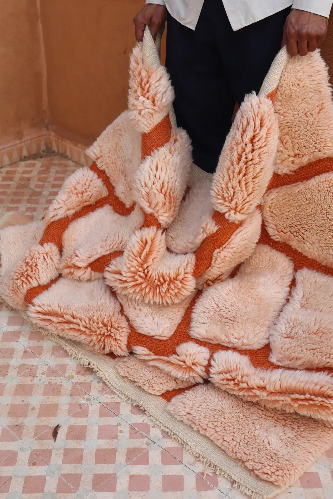 Berberteppich Mrirt Beige Rosa Terrakotta Reliefs - 191 x 127 cm Néda