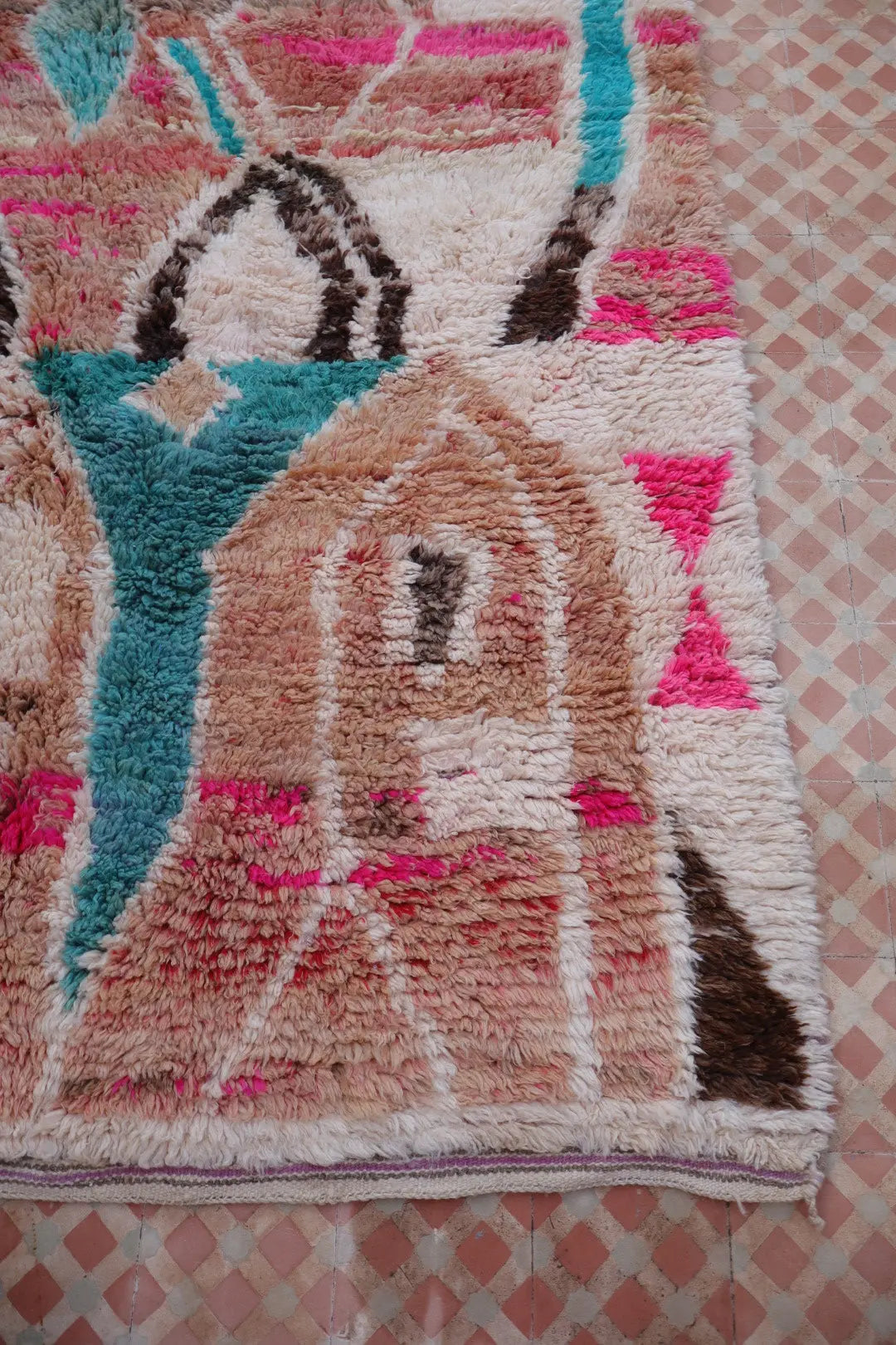 Alfombra Bereber Boujad Colorida Terracota Rosa Turquesa - 252 x 165 cm Néda