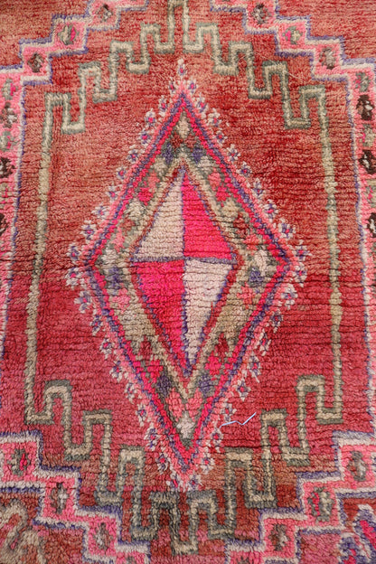 Tapis berbère vintage rose tapis marocain ancien rose et terracotta tapis berbère coloré tapis marocain rare tapis berbère en laine rose vintage tapis boujaad vintage 