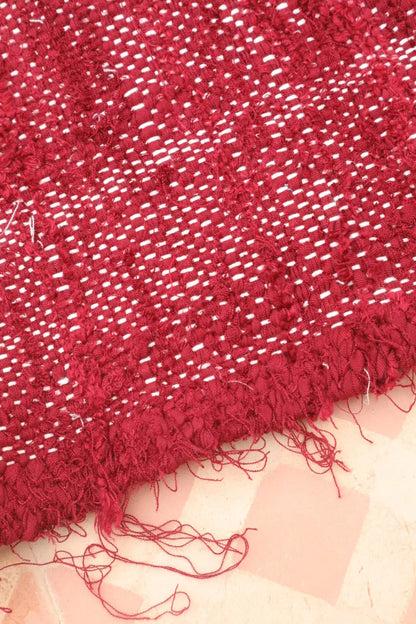 Tapis Berbère Kilim Boucherouite Bordeaux et Blanc - 260 x 141 cm Néda
