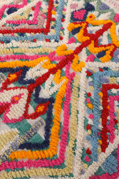 Tapis Berbère Coloré Azilal Trame et Motifs Verte-  240 x 152 cm Néda