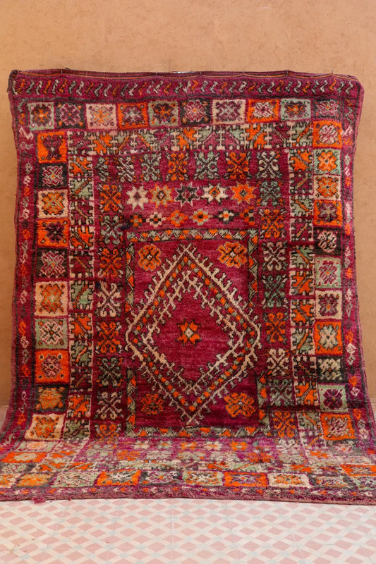 Tapis Berbère Boujaad Antique Bordeaux Orange - 276 x 197 cm Néda tapis berbère marocain tapis berbère vintage tapis vintage coloré tapis bohème coloré 