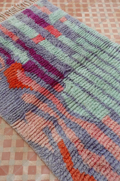 Alfombra Bereber Boujad Colorida Lila Turquesa - 151 × 106 cm Néda