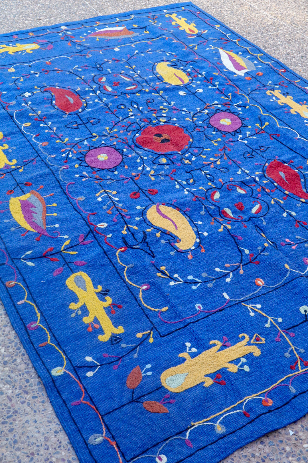 Multicolored blue suzani kilim carpet - 232 x 162 cm