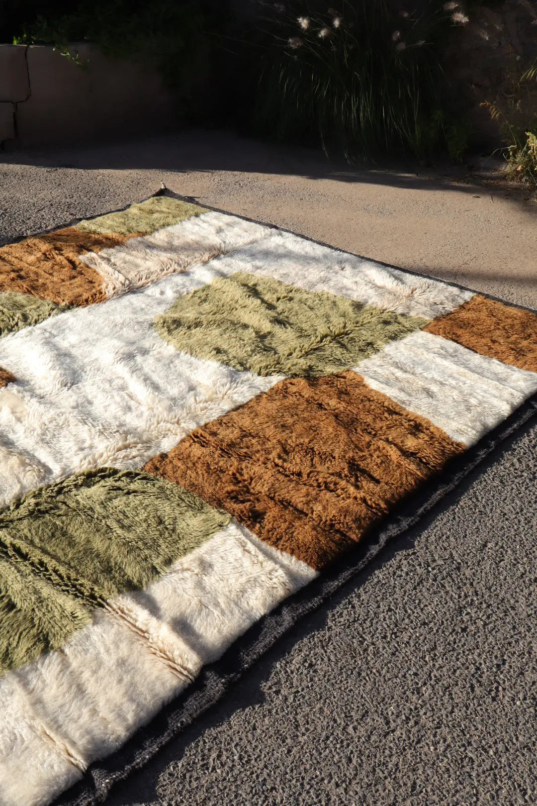 Tapis Berbère Mrirt Moderne Kaki Crème Marron - 310 x 210 cm Néda