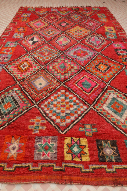 Tapis Berbère Boujaad Antique Rouge Multicolore  - 365 x 200 cm