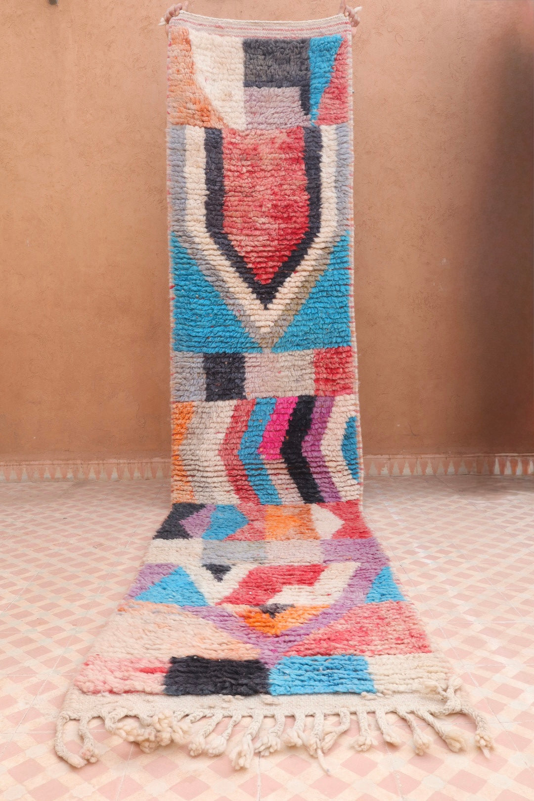 Tapis Berbère Couloir Boujad Motifs Multicolores  - 322 x 72 cm Néda