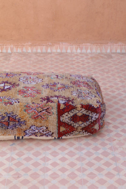 Pouf Berbère XL Beige Foncé à Motifs Néda